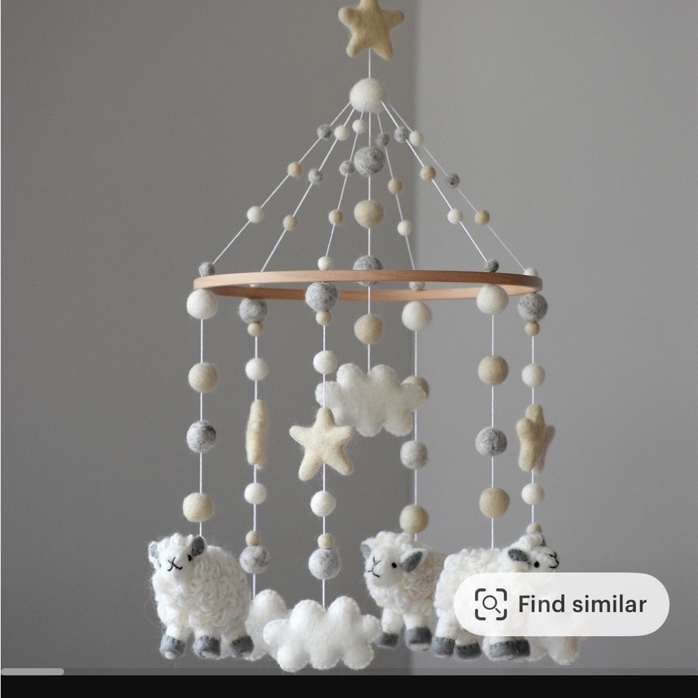 Wool Felt Sheep Baby Mobile - Picture 4 of 9